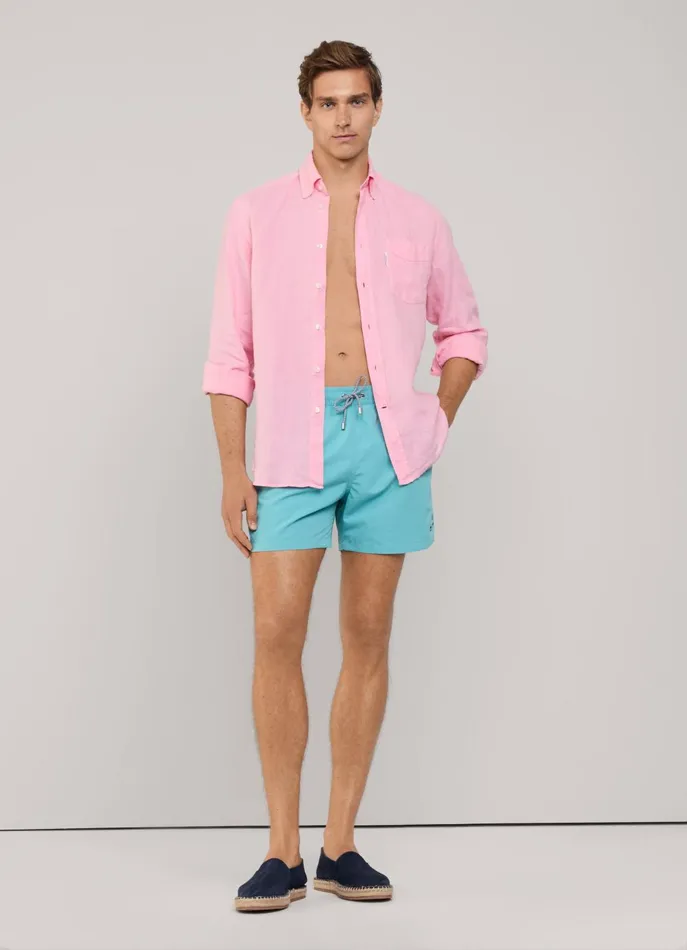 Men Swimwear Faonnable Embroidered Bird Swim Shorts Meadow Blue