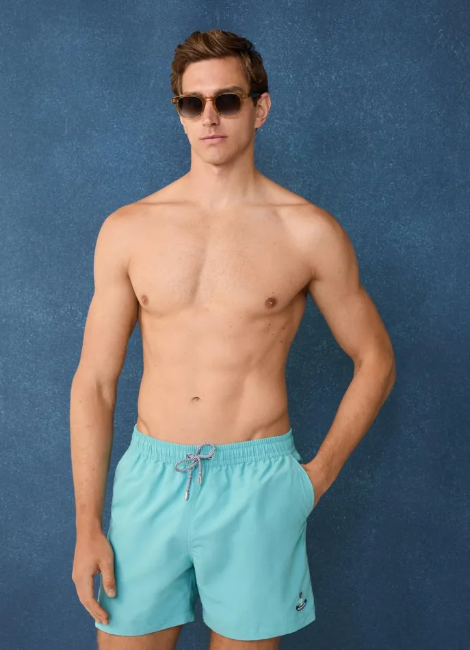 Men Swimwear Faonnable Embroidered Bird Swim Shorts Meadow Blue