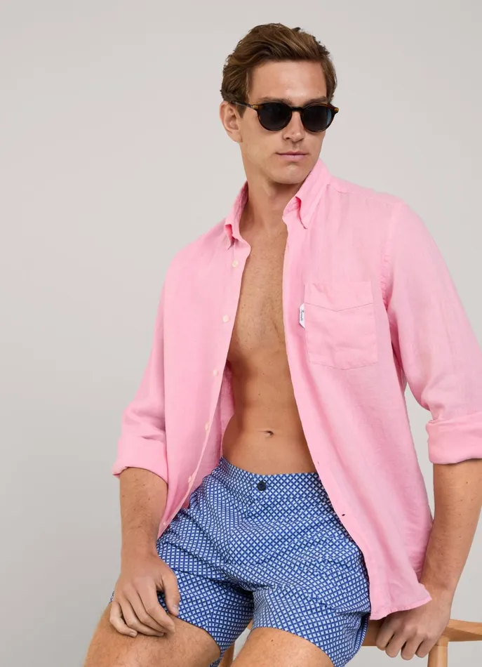 Men Swimwear Faonnable Geometric Swim Shorts Blue