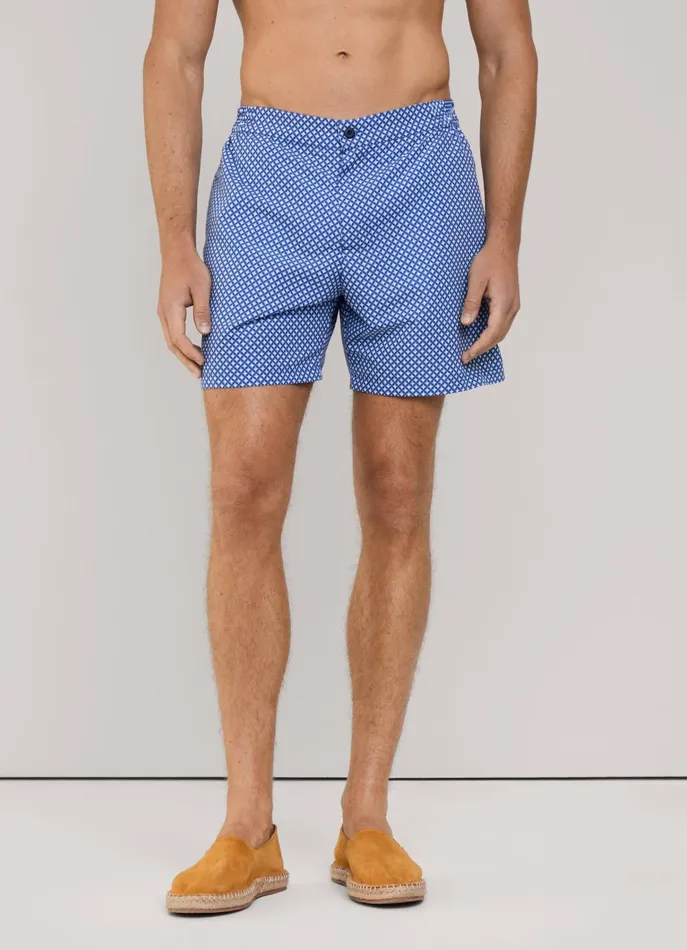 Men Swimwear Faonnable Geometric Swim Shorts Blue