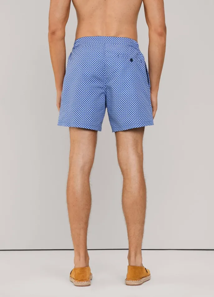 Men Swimwear Faonnable Geometric Swim Shorts Blue