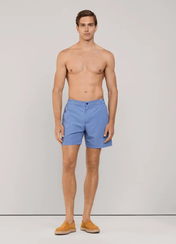 Men Swimwear Faonnable Geometric Swim Shorts Blue