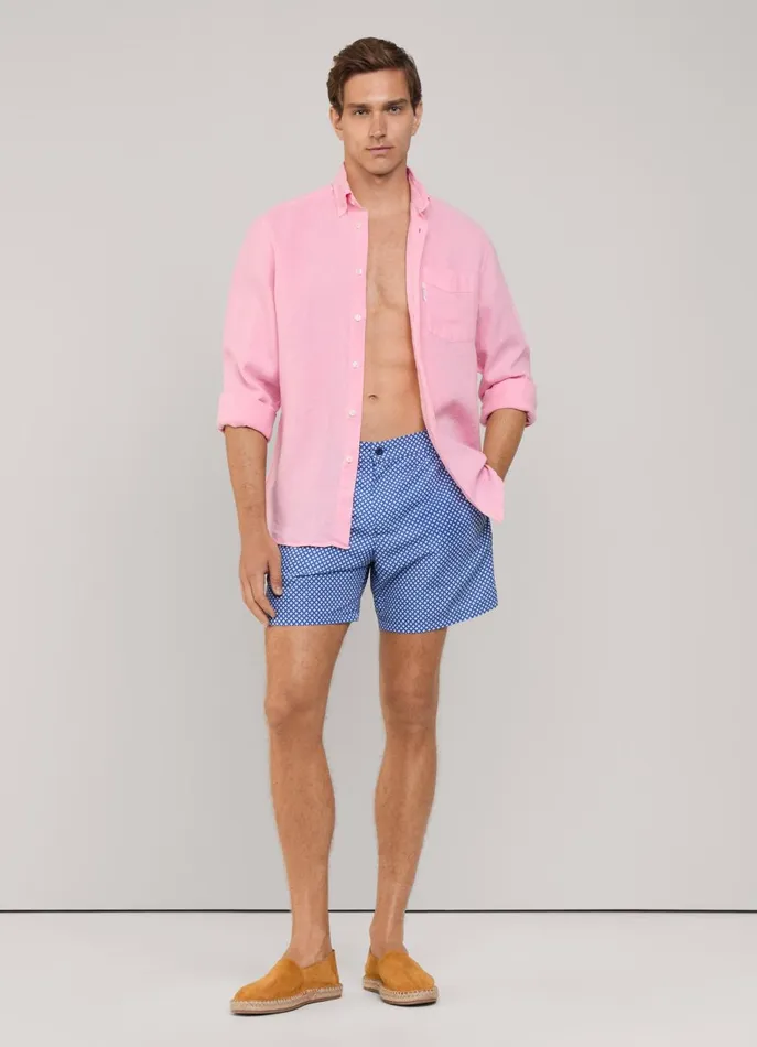 Men Swimwear Faonnable Geometric Swim Shorts Blue