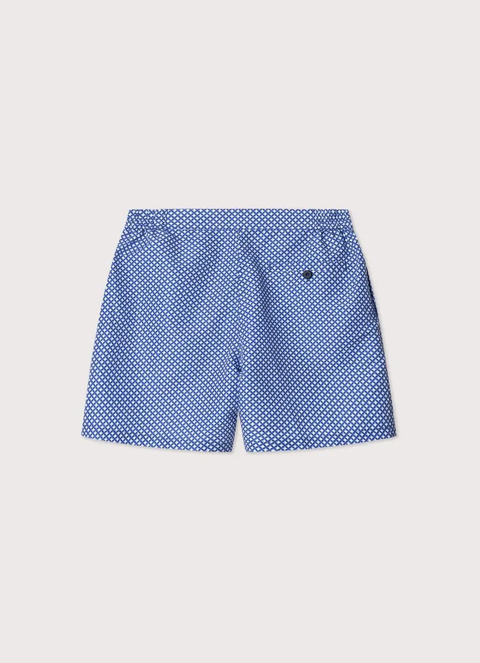 Men Swimwear Faonnable Geometric Swim Shorts Blue
