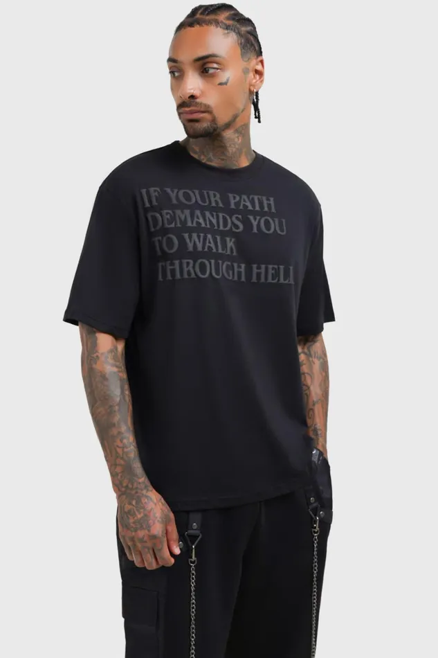 Men TShirts and Vests Killstar Walk Thru Hell Boxy TShirt