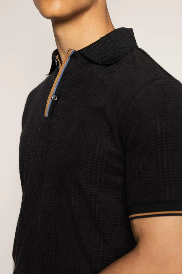 Men Tees MOS MOSH MMGRoma SS Split Polo Black