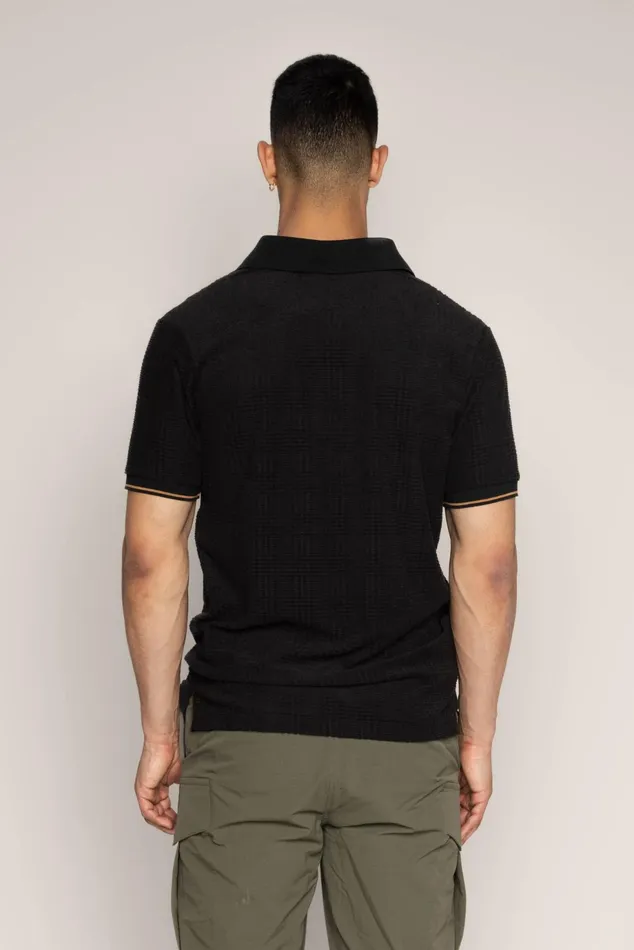 Men Tees MOS MOSH MMGRoma SS Split Polo Black