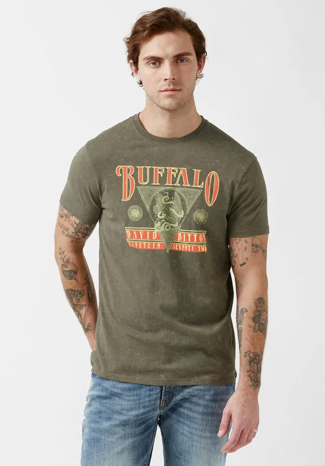 Men Tifern Fern ShortSleeve Mens Tshirt Fern Buffalo David Bitton Tops and Tees