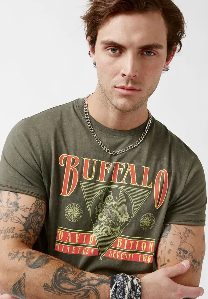 Men Tifern Fern ShortSleeve Mens Tshirt Fern Buffalo David Bitton Tops and Tees