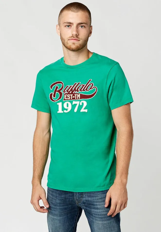 Men Toplay Embroidered Vintage TShirt Ultra Green Buffalo David Bitton Tops and Tees