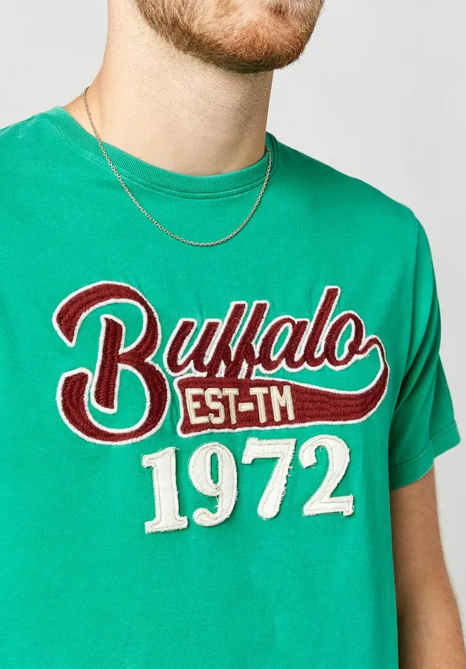 Men Toplay Embroidered Vintage TShirt Ultra Green Buffalo David Bitton Tops and Tees