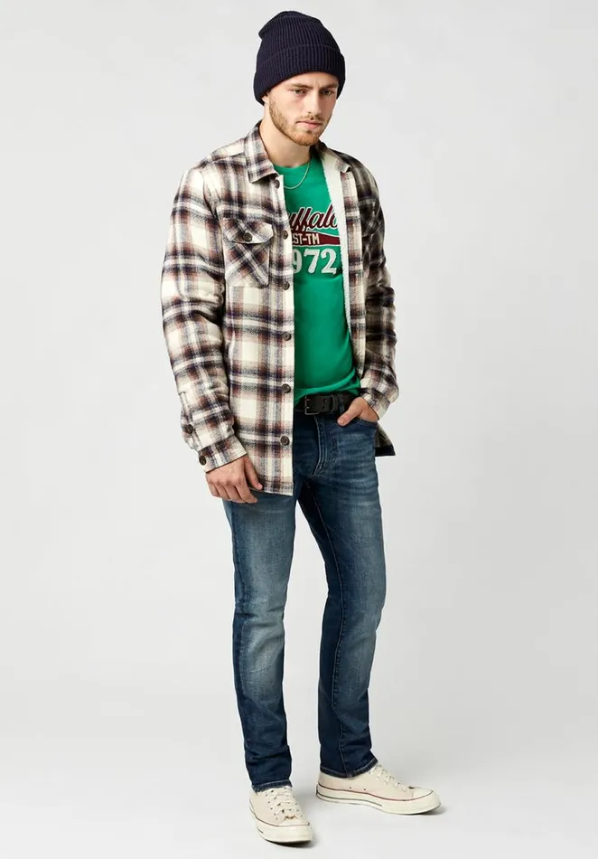 Men Toplay Embroidered Vintage TShirt Ultra Green Buffalo David Bitton Tops and Tees