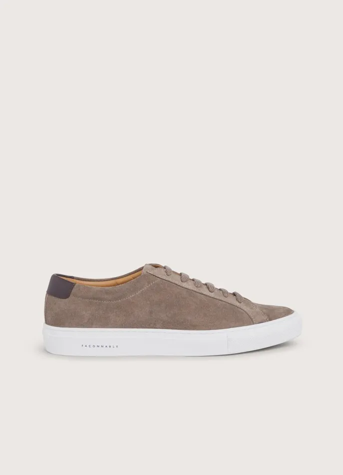 Men Trainers Faonnable Classic Suede Trainers Grain Beige