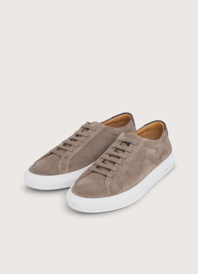 Men Trainers Faonnable Classic Suede Trainers Grain Beige