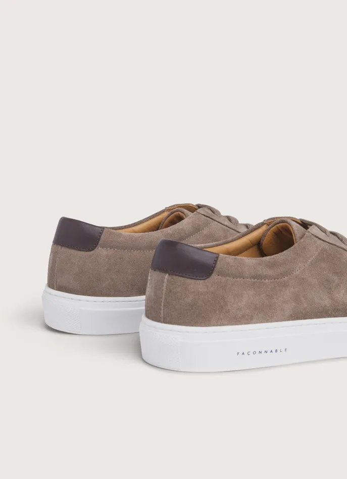 Men Trainers Faonnable Classic Suede Trainers Grain Beige