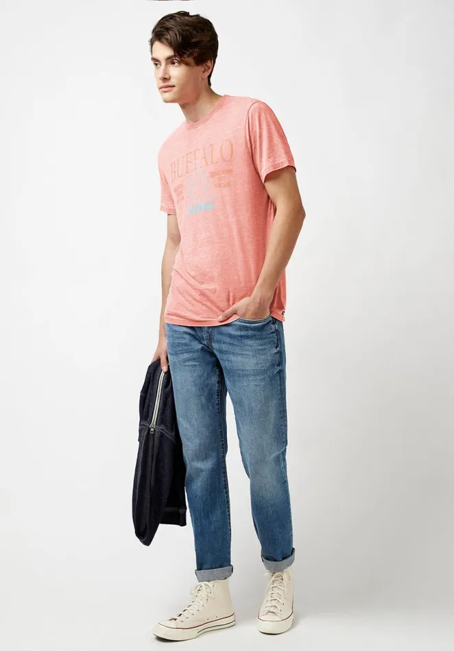 Men Tublis Sun Faded TShirt Coral Buffalo David Bitton Tops and Tees