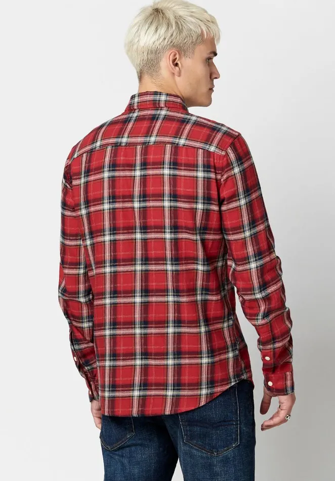Men Twill Plaid Satwil Shirt True Blue Buffalo David Bitton Shirts
