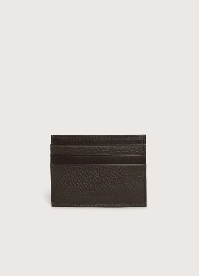 Men Wallets and Cardholders Faonnable Leather Card Holder Chocolate Brown