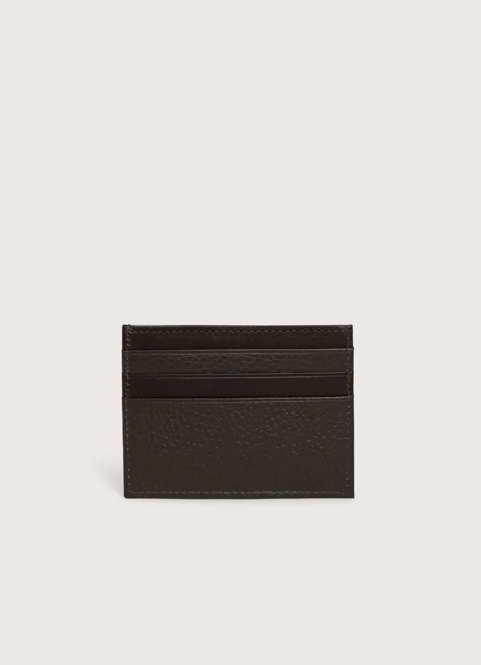 Men Wallets and Cardholders Faonnable Leather Card Holder Chocolate Brown
