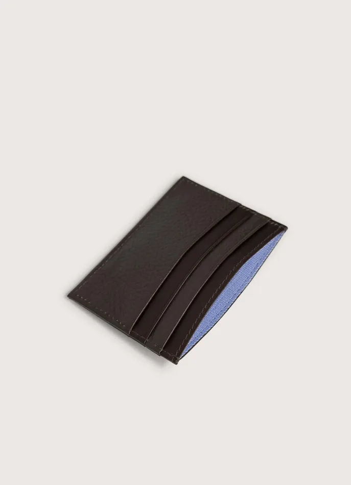 Men Wallets and Cardholders Faonnable Leather Card Holder Chocolate Brown