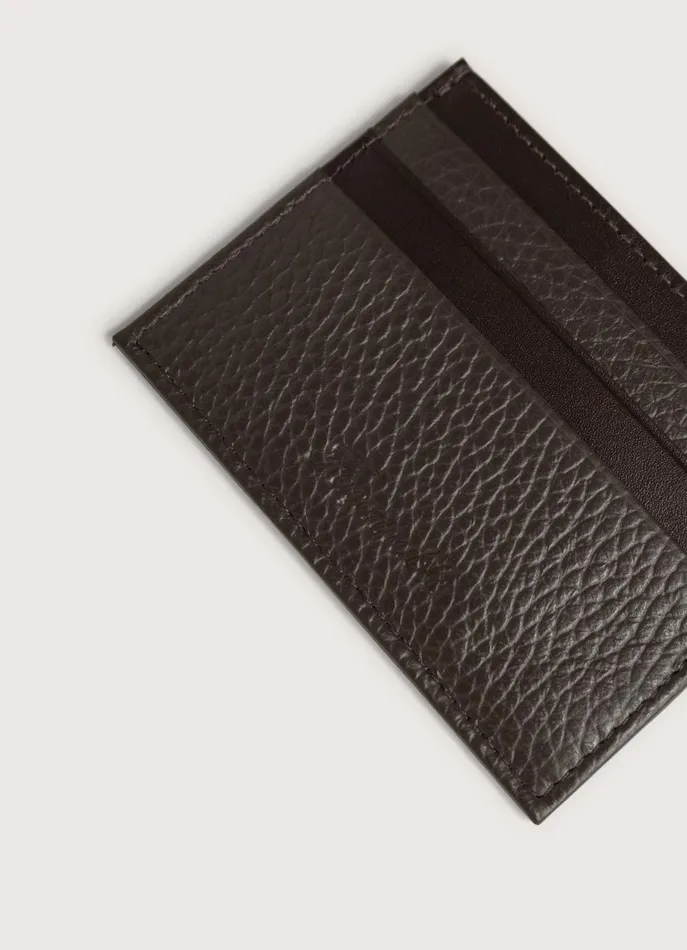 Men Wallets and Cardholders Faonnable Leather Card Holder Chocolate Brown