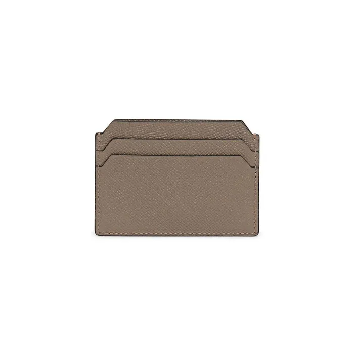 MenWomen Beige Saffiano Leather Credit Card Holder Santoni Small Leather Goods