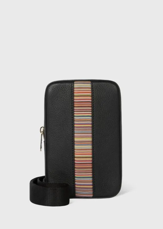 Mens 039Signature Stripe039 Leather Neck Pouch Paul Smith Bags