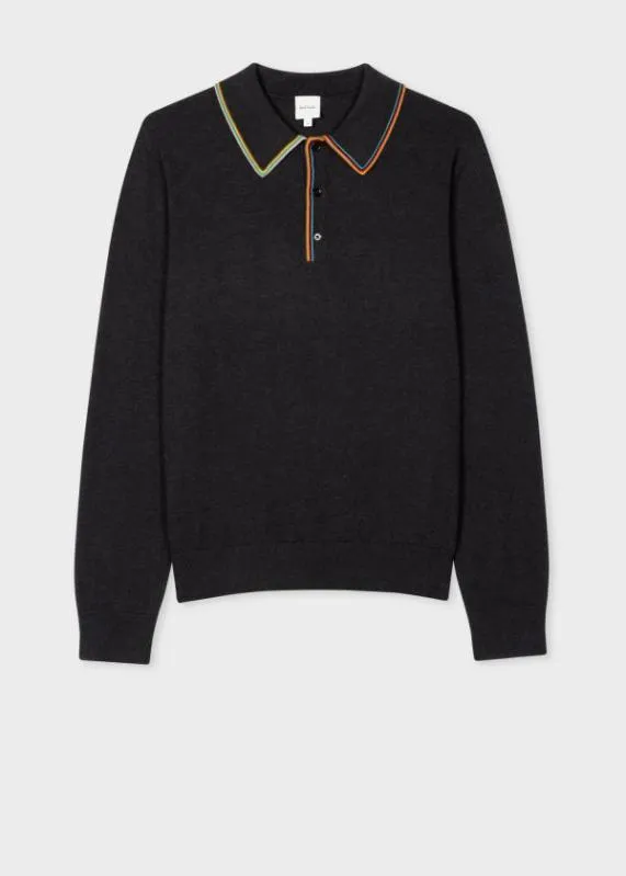 Mens Charcoal 039Signature Stripe039 LongSleeve Polo Shirt Paul Smith Sweaters Mens Charcoal 039Signature Stripe039 LongSleeve Polo Shirt Paul Smith Sweaters