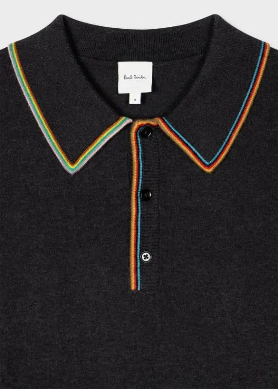 Mens Charcoal 039Signature Stripe039 LongSleeve Polo Shirt Paul Smith Sweaters Mens Charcoal 039Signature Stripe039 LongSleeve Polo Shirt Paul Smith Sweaters