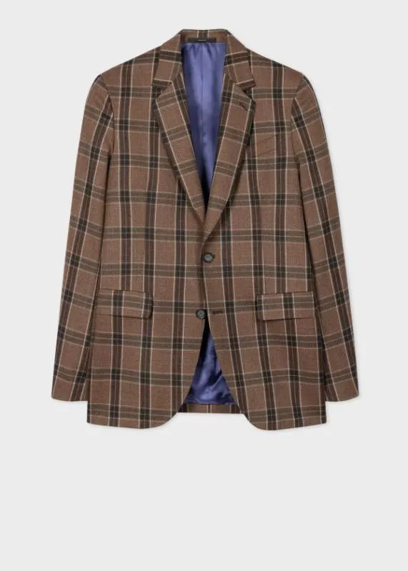 Mens EasyFit Brown Large Check Wool Blazer Paul Smith Blazers