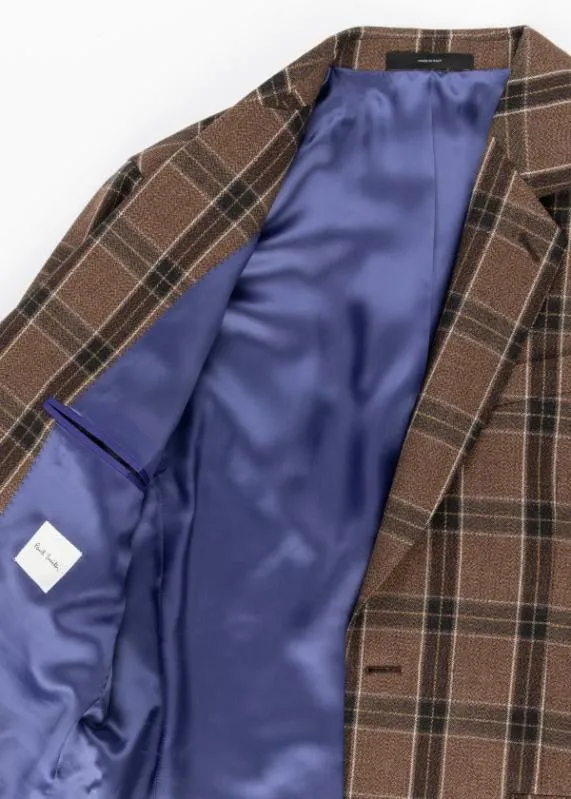 Mens EasyFit Brown Large Check Wool Blazer Paul Smith Blazers