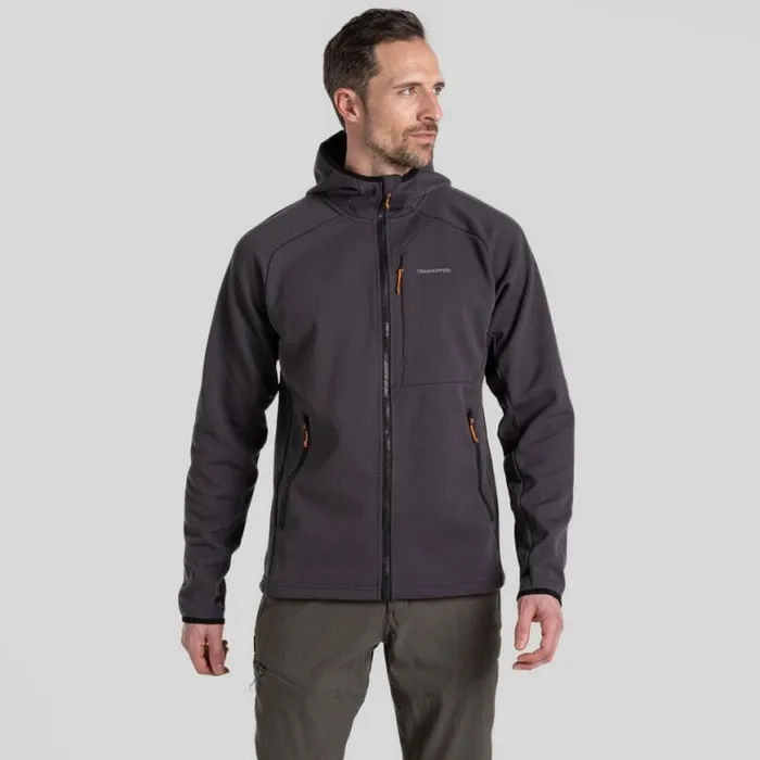 Mens Full Zip Fleece Craghoppers Dynamic Pro Hooded Jacket II Dark Iron Marl