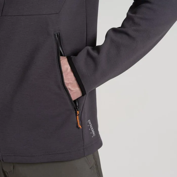 Mens Full Zip Fleece Craghoppers Dynamic Pro Hooded Jacket II Dark Iron Marl