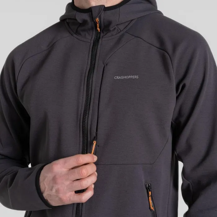 Mens Full Zip Fleece Craghoppers Dynamic Pro Hooded Jacket II Dark Iron Marl