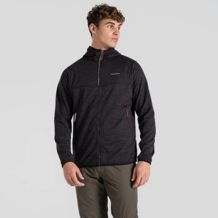 Mens Full Zip Fleece Craghoppers Travos Full Zip Fleece Black Pepper Marl