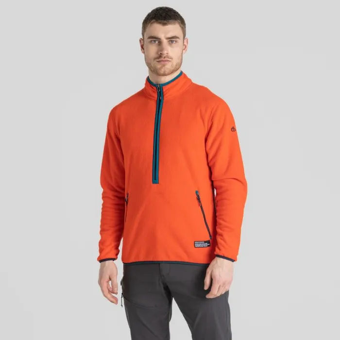 Mens Half Zip Fleece Craghoppers CO2 Renu Half Zip Fleece Macaw Red