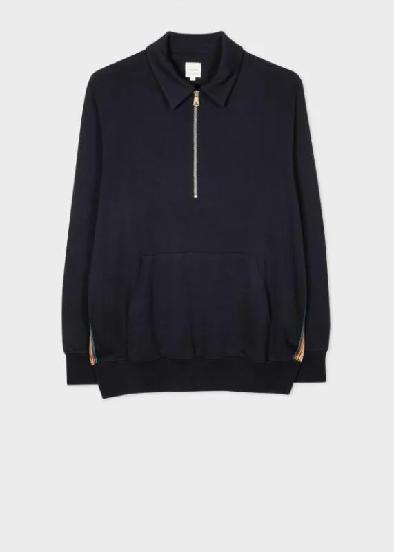 Mens HalfZip Washable Wool Sweatshirt Paul Smith Sweatshirts and Hoodies