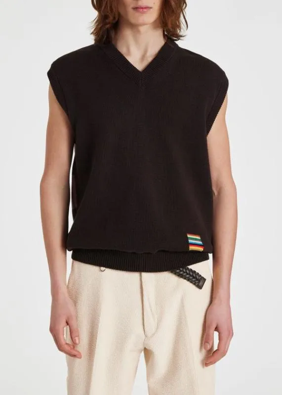 Mens Knitted Cotton Panelled Vest Paul Smith Sweaters