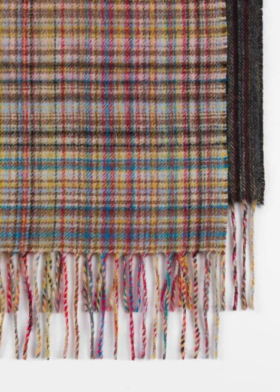 Mens MixedStripe And Check Wool Scarf Paul Smith Monogrammed Gifts