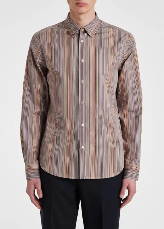 Mens SlimFit 039Signature Stripe039 Shirt Paul Smith Shirts