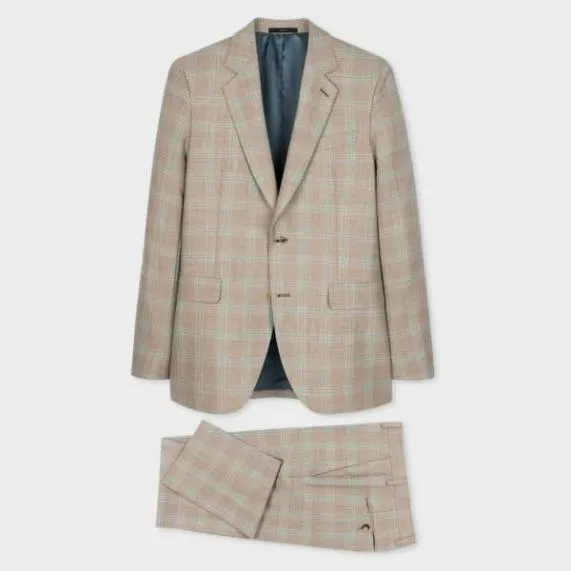 Mens TailoredFit Wool Check SuitWool Check TwoButton BlazerWool Check Pants Paul Smith Suits