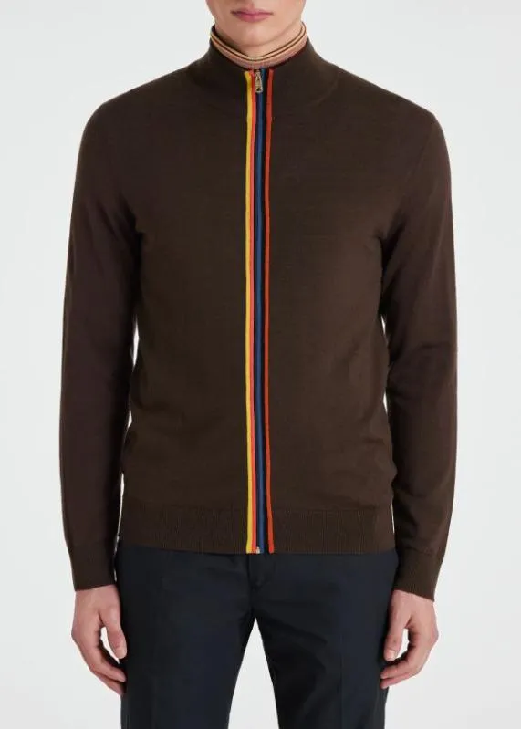 Mens Washable Wool 039Artist Stripe039 Zip Cardigan Paul Smith Sweaters