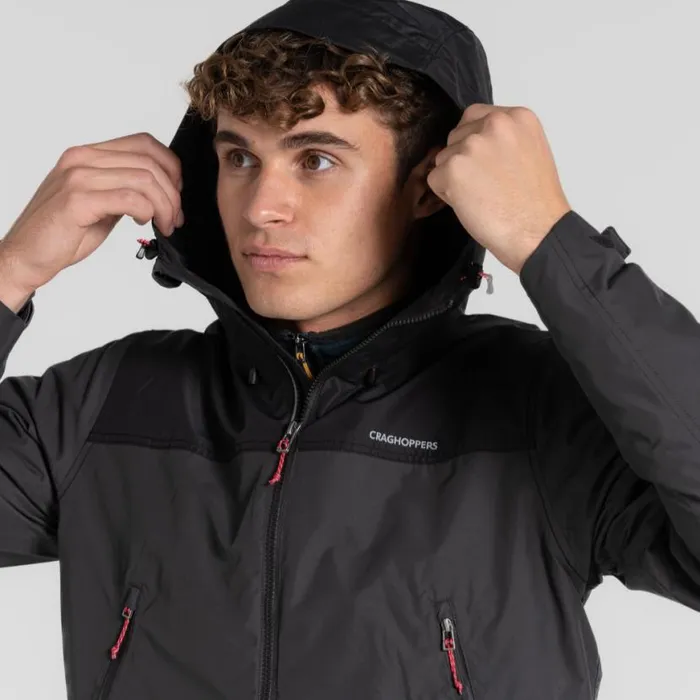 Mens Waterproof Jackets Craghoppers Vanth Waterproof Jacket Black Pepper Black