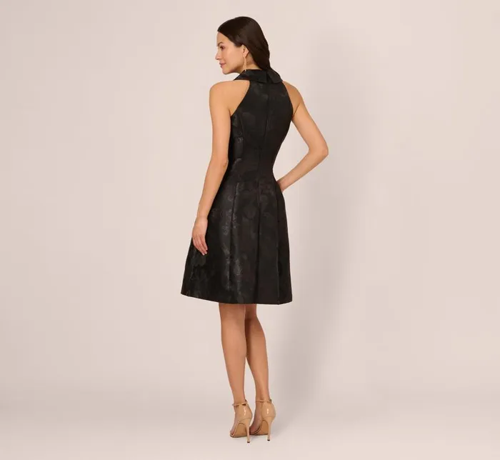 Midi Dresses Womens Adrianna Papell Jacquard Tuxedo Midi Dress With Surplice Neckline In Black