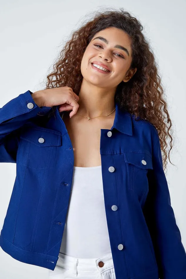 Midnight Blue Stretch Pocket Detail Jacket Women Roman Coords