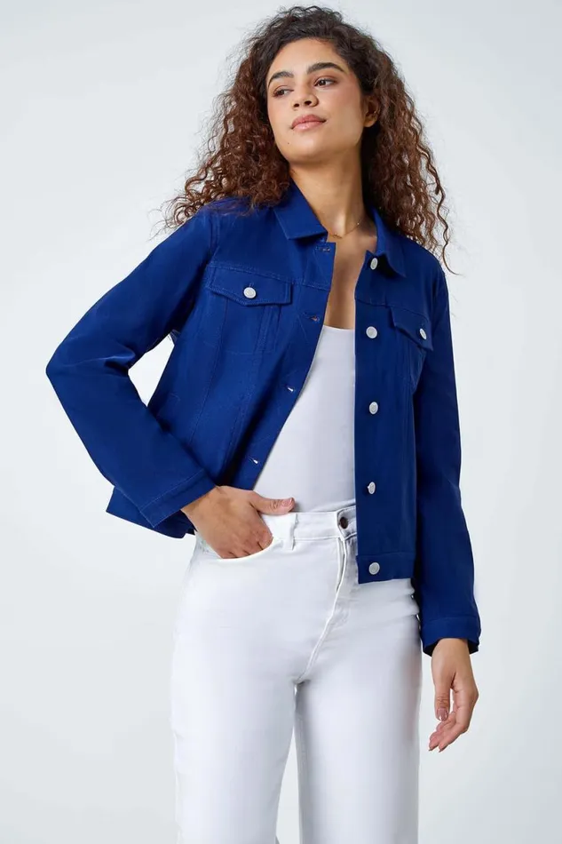 Midnight Blue Stretch Pocket Detail Jacket Women Roman Coords