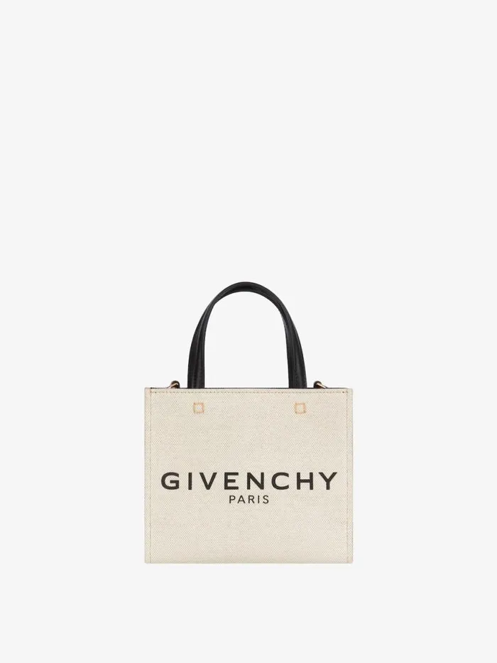 Mini GTote Shopping Bag In Canvas Beigeblack Women Givenchy Tote Bags