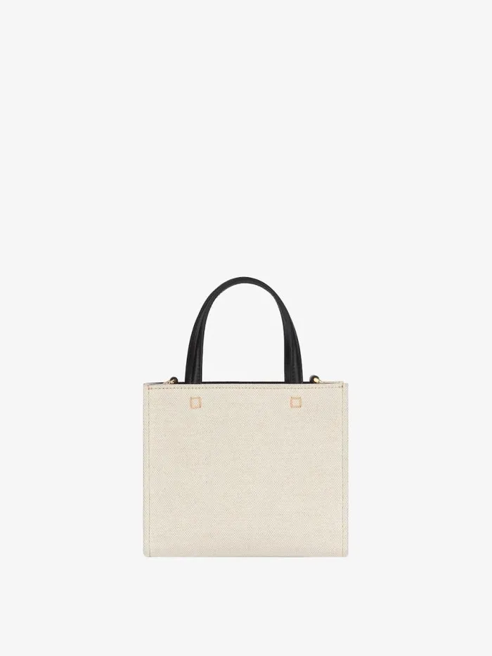 Mini GTote Shopping Bag In Canvas Beigeblack Women Givenchy Tote Bags
