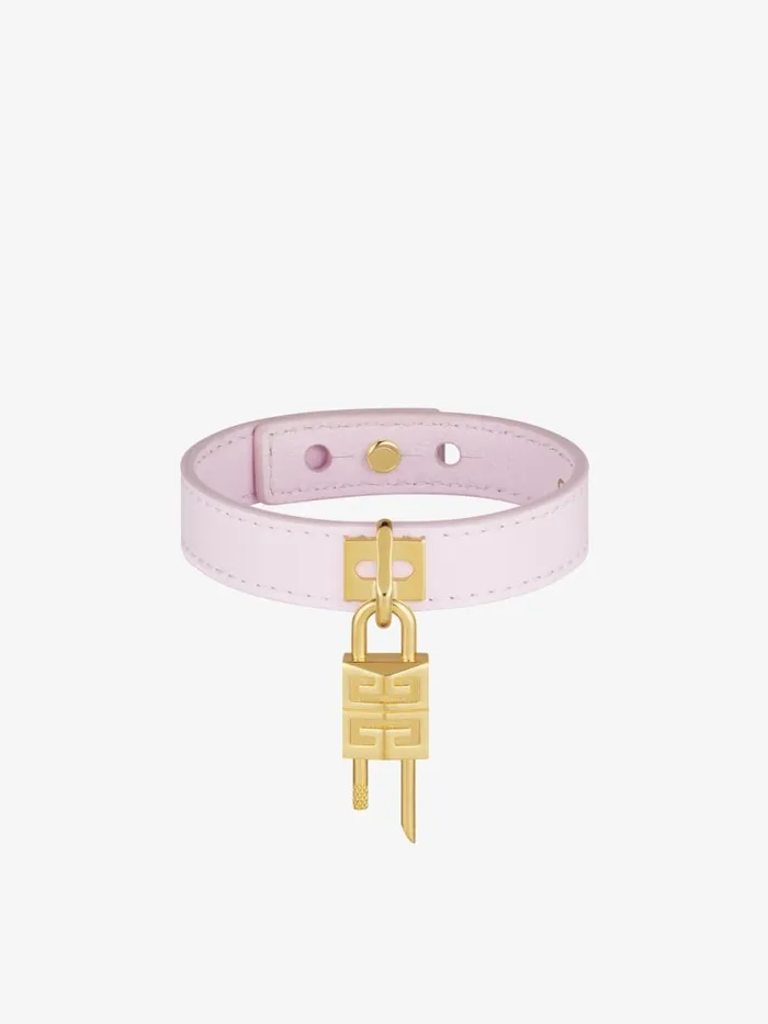 Mini Lock Bracelet In Metal And Leather Blossom Pink Women Givenchy Jewelry
