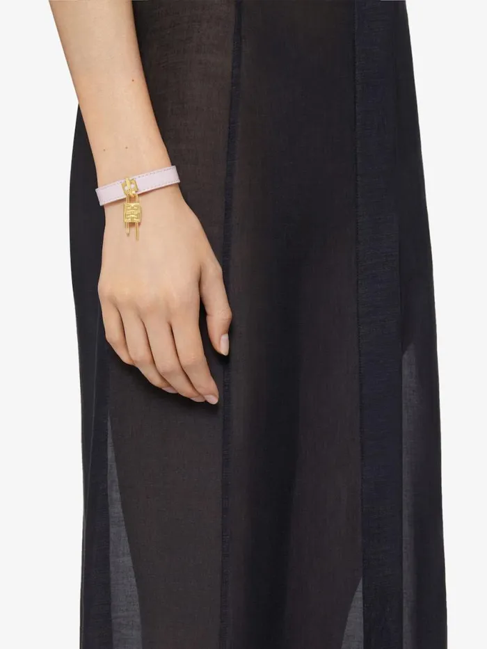 Mini Lock Bracelet In Metal And Leather Blossom Pink Women Givenchy Jewelry